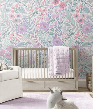 Papel para paredes diseño floral para habitación de bebé o de niña