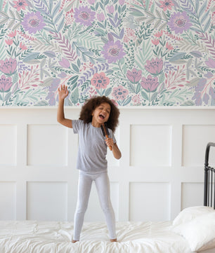 Papel para paredes diseño floral para habitación de bebé o de niña