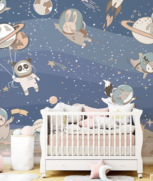 Papel para paredes arte astronauta animales en el espacio