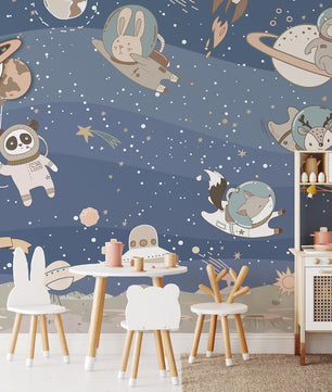 Papel para paredes arte astronauta animales en el espacio