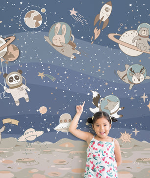 Papel para paredes arte astronauta animales en el espacio