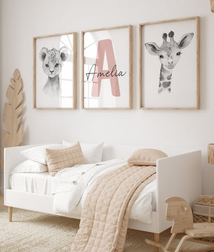 Cuadros Decorativos infantiles Modernos Animales de la selva con nombre