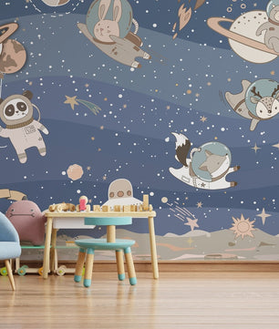 Papel para paredes arte astronauta animales en el espacio