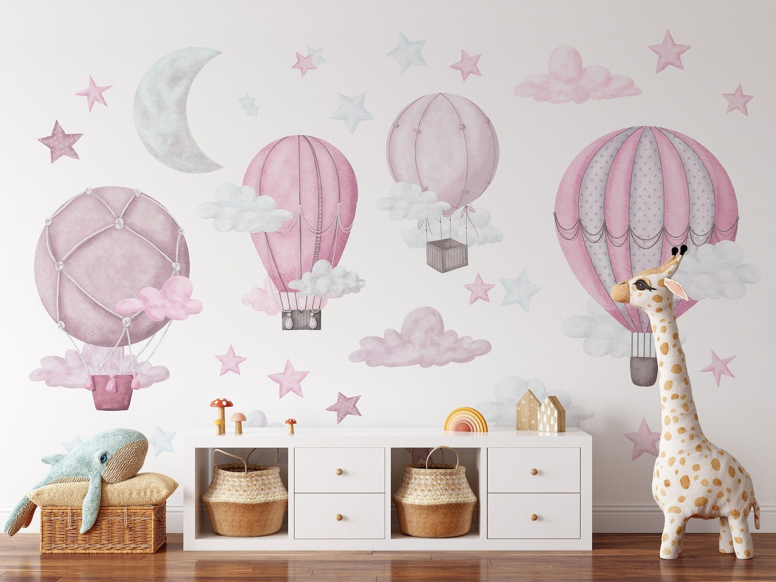 Vinilos decorativos Adhesivos infantiles de Pared globos con nubes colores variados