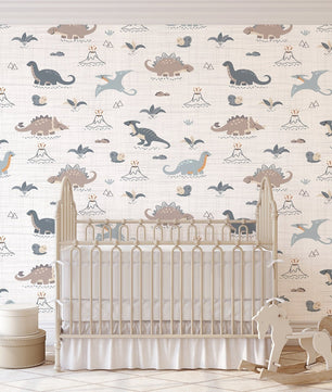 Papel para paredes Mosaico dinosaurios colorido