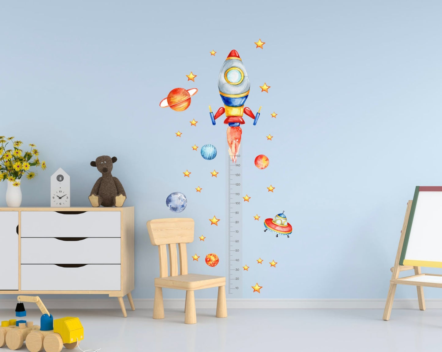 Vinilos decorativos Adhesivos infantiles de Pared medidor de altura Astronauta