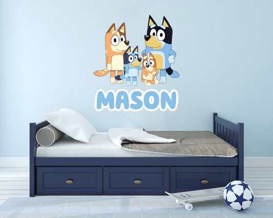 Vinilos decorativos Adhesivos infantiles de Pared Bluey Familia 6