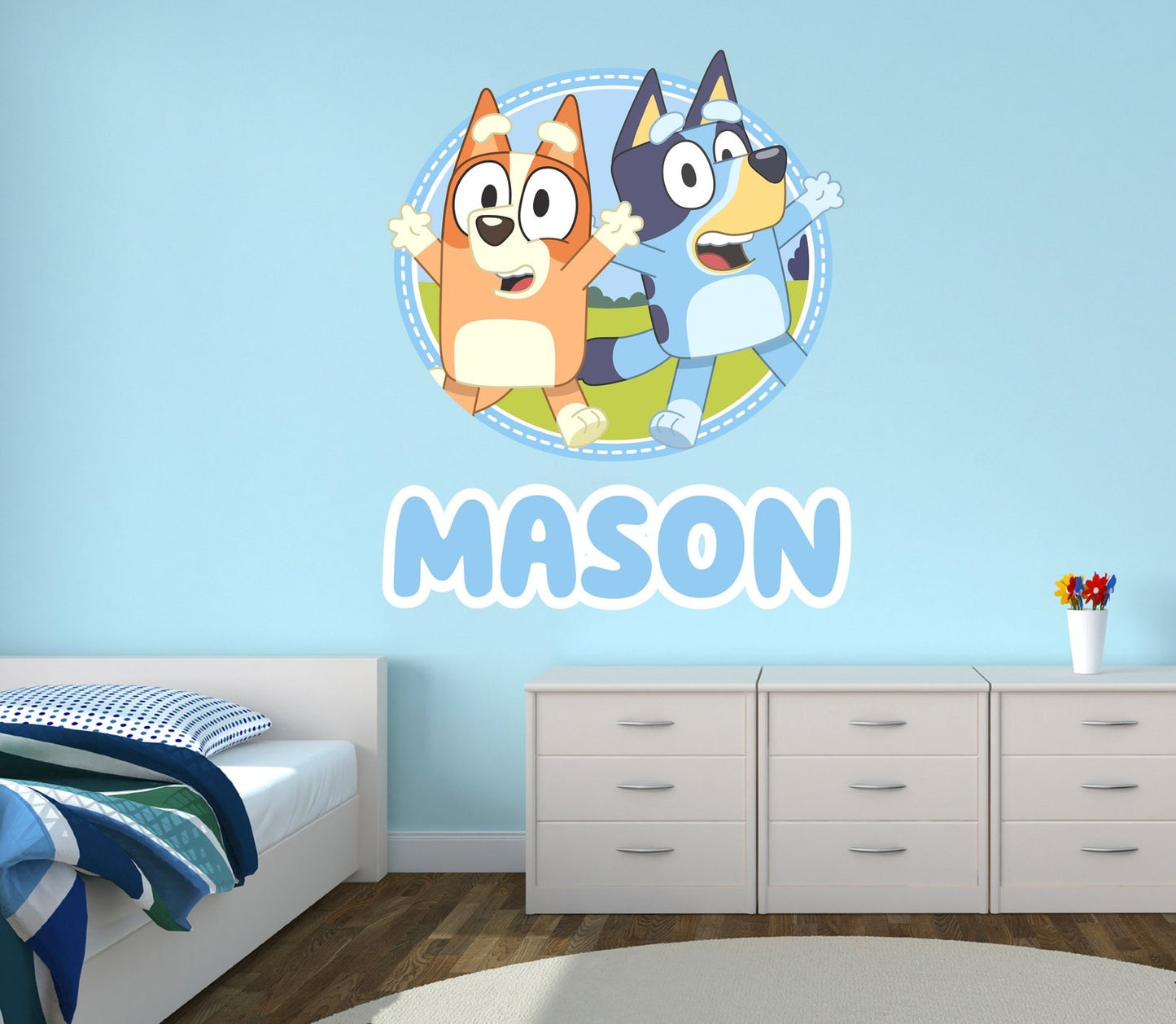 Vinilos decorativos Adhesivos infantiles de Pared Bluey Familia 5