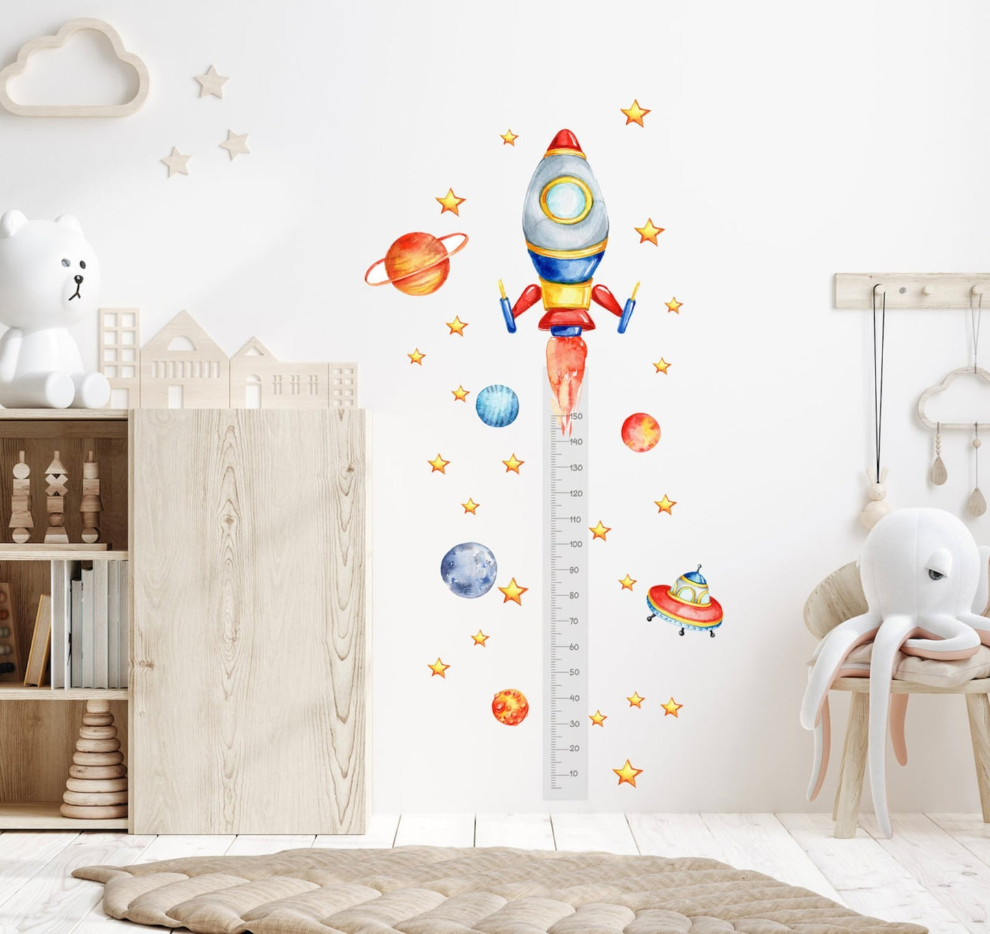 Vinilos decorativos Adhesivos infantiles de Pared medidor de altura Astronauta