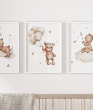 Cuadros Decorativos infantiles Modernos Osos en nube