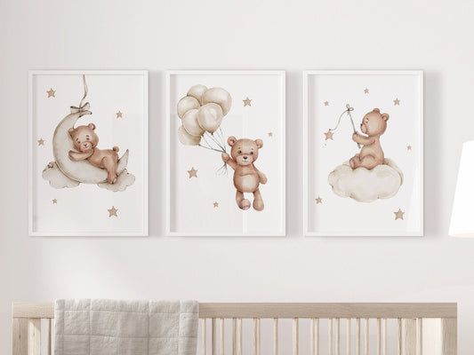 Cuadros Decorativos infantiles Modernos Osos en nube