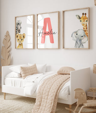 Cuadros Decorativos infantiles Modernos Animales con nombre personalizado