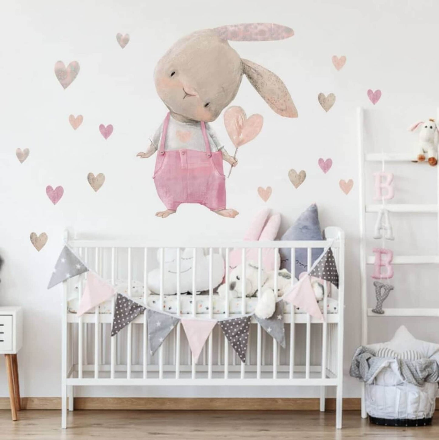 Vinilos decorativos Adhesivos infantiles de Pared  Conejo con corazones