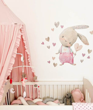 Vinilos decorativos Adhesivos infantiles de Pared  Conejo con corazones