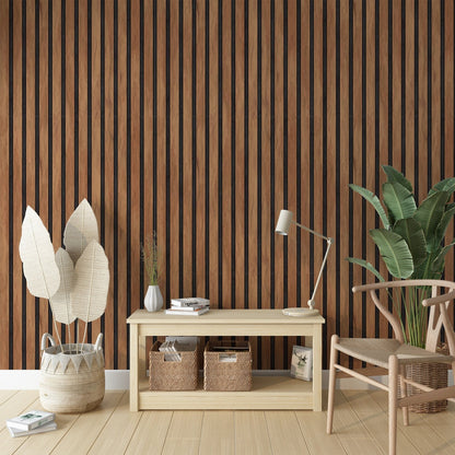 Papel para paredes Lineas madera marron