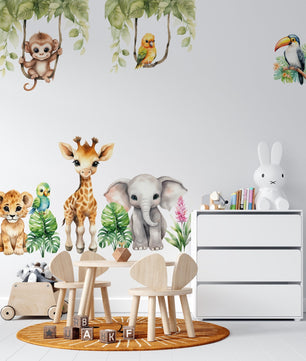Vinilos decorativos Adhesivos infantiles de Pared  animales en la selva (0146)