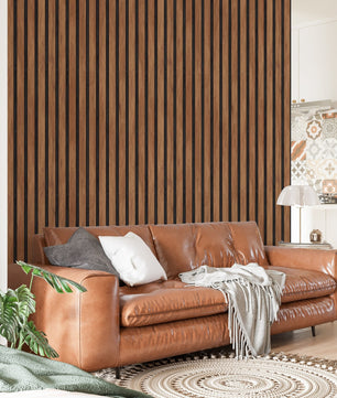 Papel para paredes Lineas madera marron