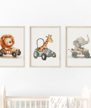 Cuadros Decorativos infantiles Modernos Animales en carritos
