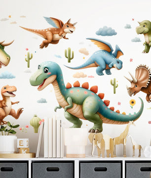 Vinilos decorativos Adhesivos infantiles de pared  Conjunto de dinosaurios Conjunto