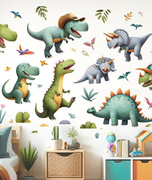 Vinilos decorativos Adhesivos infantiles de pared  Conjunto de dinosaurios Conjunto