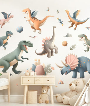 Vinilos decorativos Adhesivos infantiles de pared  Conjunto de dinosaurios Conjunto