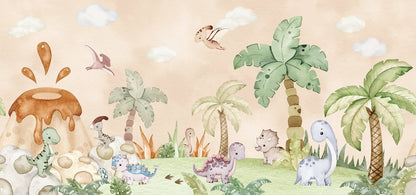 Papel para paredes Jungla jurassica  cute