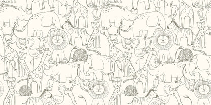 Papel para paredes con bocetos de animales de safari