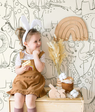 Papel para paredes con bocetos de animales de safari