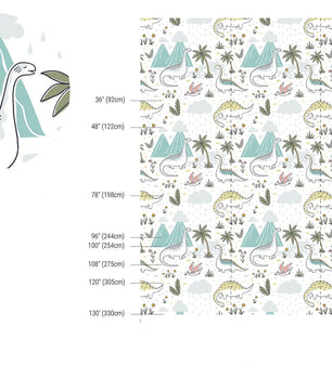 Papel para paredes Mosaico dinosaurios colorido 2