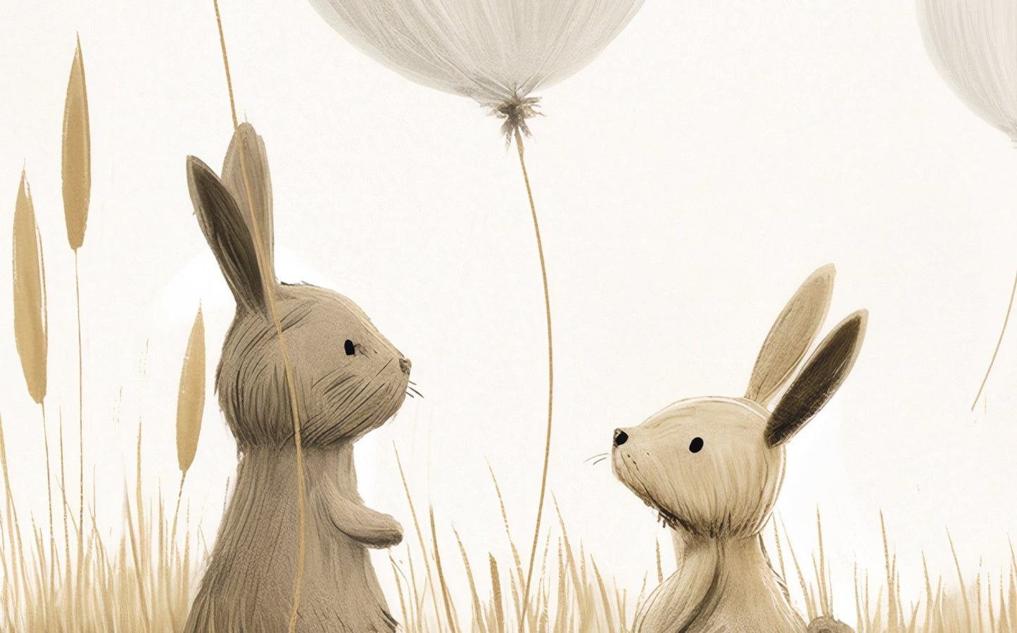 Papel para paredes osos y conejitos con globos