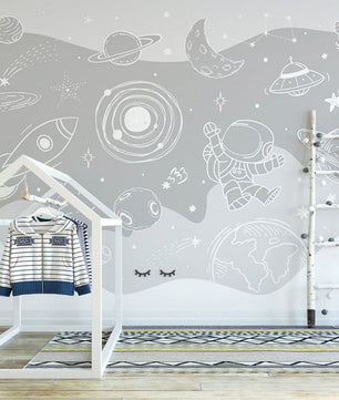 Papel para paredes Astronauta espacio gris