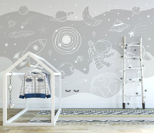 Papel para paredes Astronauta espacio gris