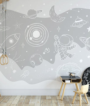 Papel para paredes Astronauta espacio gris