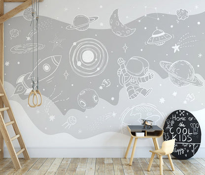 Papel para paredes Astronauta espacio gris