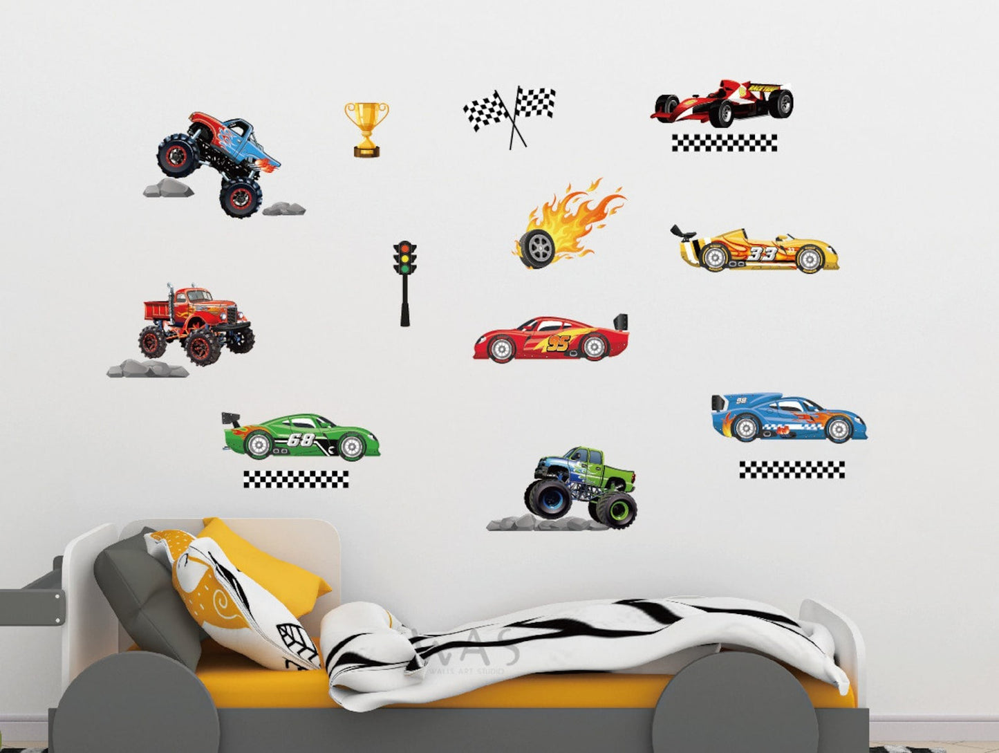 Vinilos decorativos Adhesivos infantiles de Pared Carro 7 cars