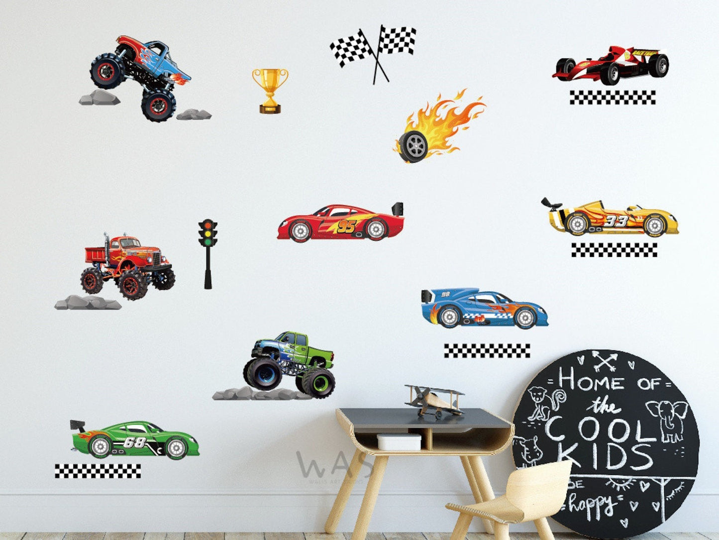 Vinilos decorativos Adhesivos infantiles de Pared Carro 7 cars