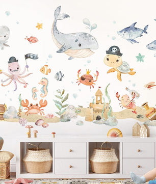 Vinilos decorativos Adhesivos infantiles de Pared animales marinos