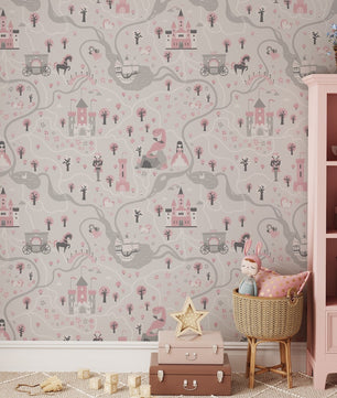 Papel para paredes Castillo mosaico princesa