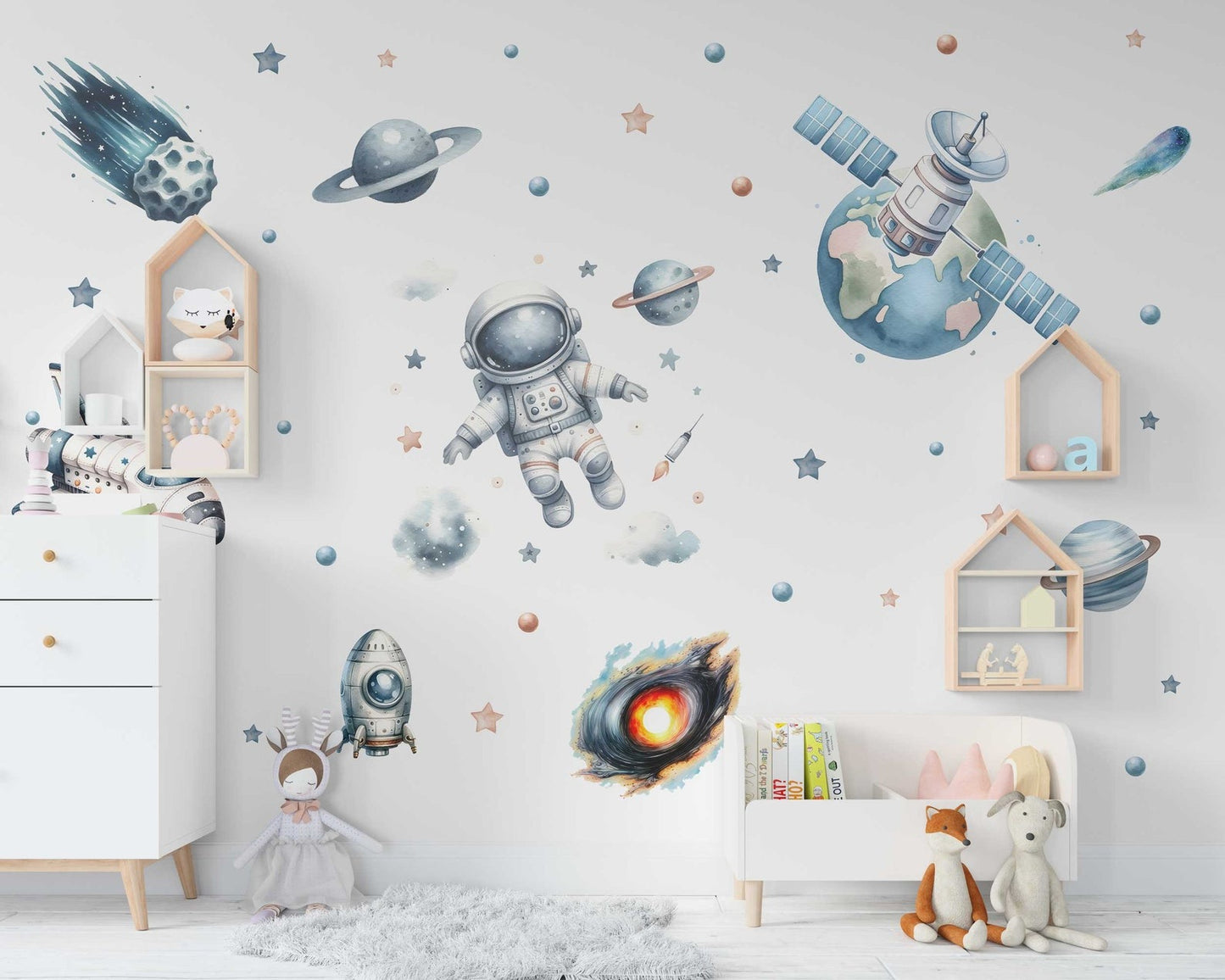 Vinilos decorativos Adhesivos infantiles de Pared  Conjunto Astronautas