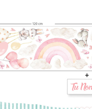 arcoirirs con animales en nubes (0132)