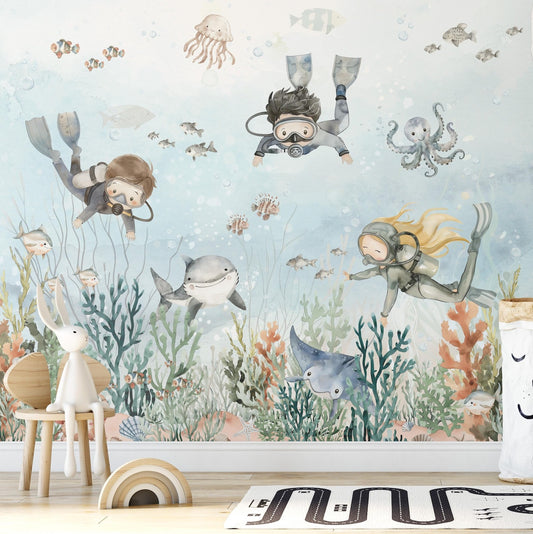 Papel para paredes Buceo Fondo Marino