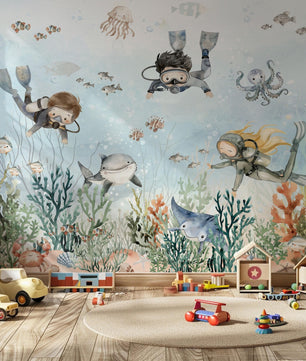 Papel para paredes Buceo Fondo Marino