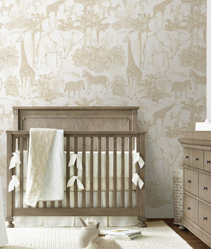 Papel para paredes con bocetos de animales safari vintage