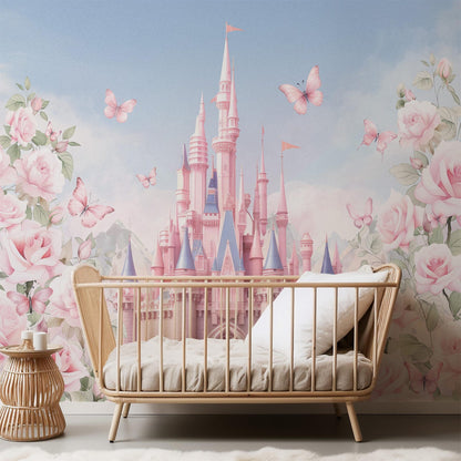 Papel para paredes Castillo con flores