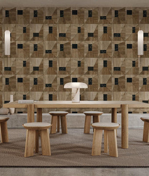 Papel para paredes Cuadros Madera con Marmol en el Centro