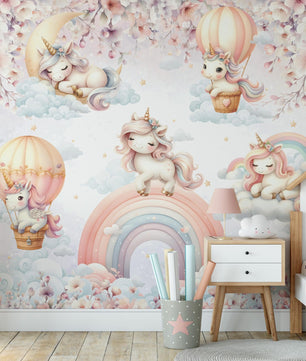 Papel para paredes Unicornios en el cielo