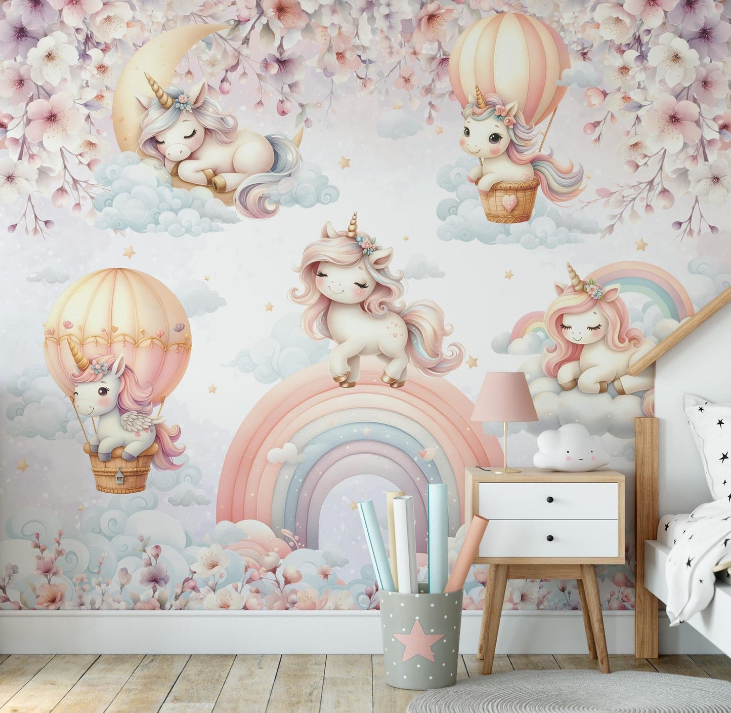 Papel para paredes Unicornios en el cielo