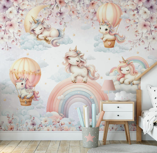 Papel para paredes Unicornios en el cielo