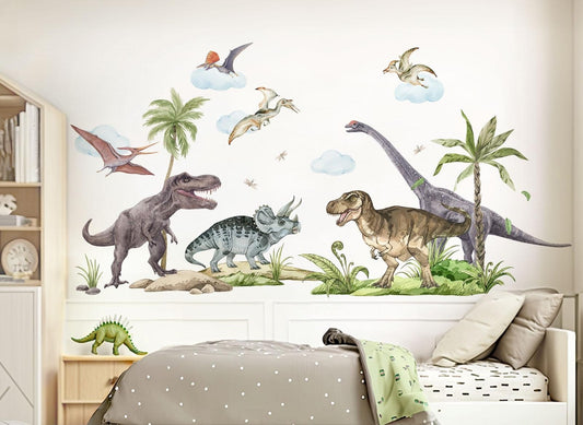 Vinilos decorativos Adhesivos infantiles de pared  Conjunto de dinosaurios Conjunto