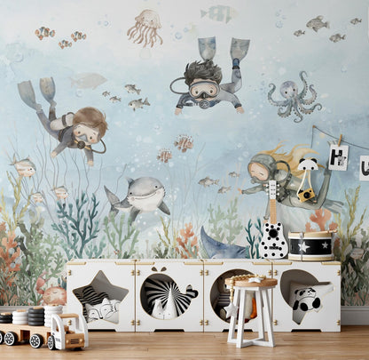 Papel para paredes Buceo Fondo Marino